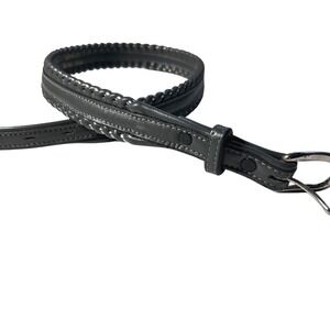 Dundee Black Full Grain Cowhide Leather Braided Edge Belt Silver Buckle USA 28